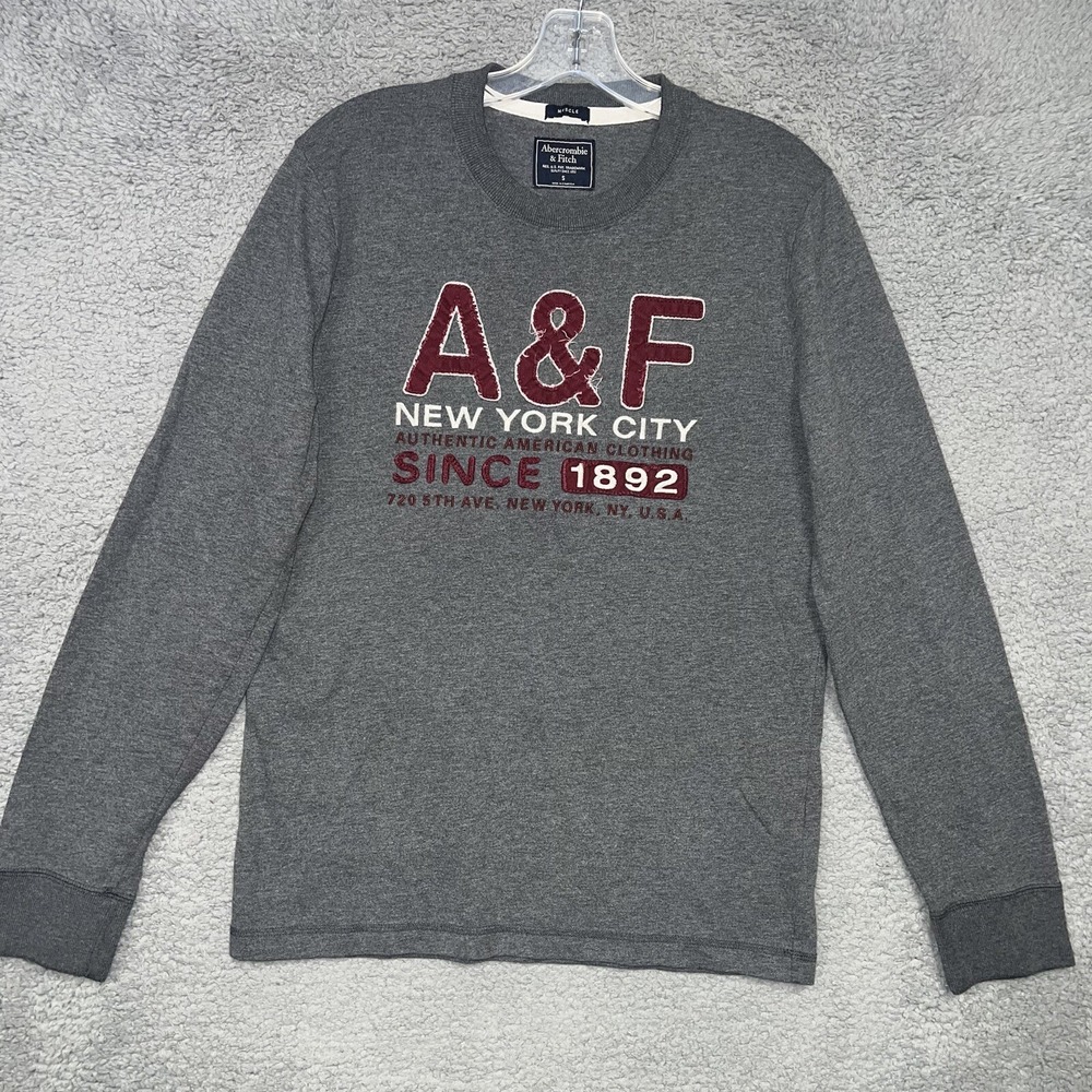 Abercrombie & Fitch Men's Size S Gray A&F New York City NYC Graphic Sweatshirt